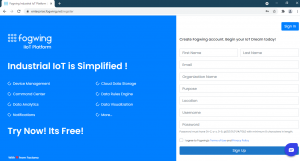 Fogwing Signup Page