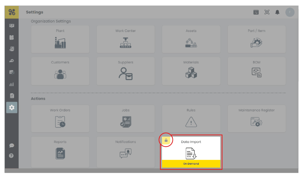 SFactrix - Data Import Menu