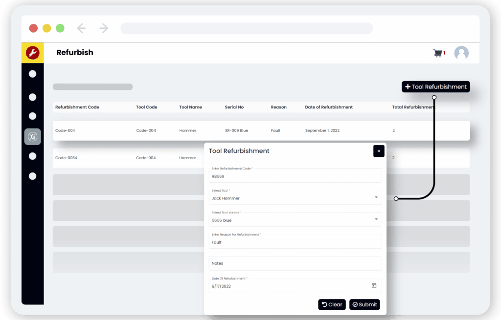 Tools Management Refurbish tools