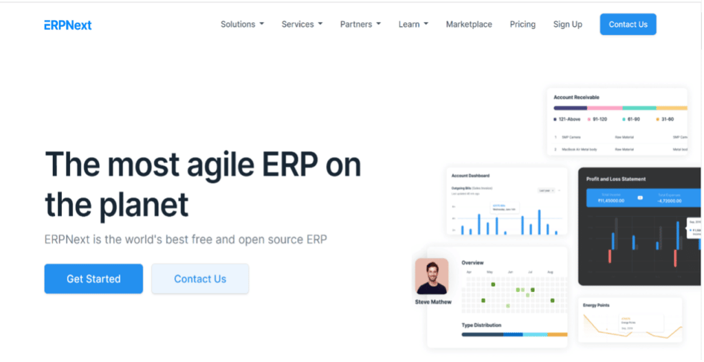 ERPNext homepage