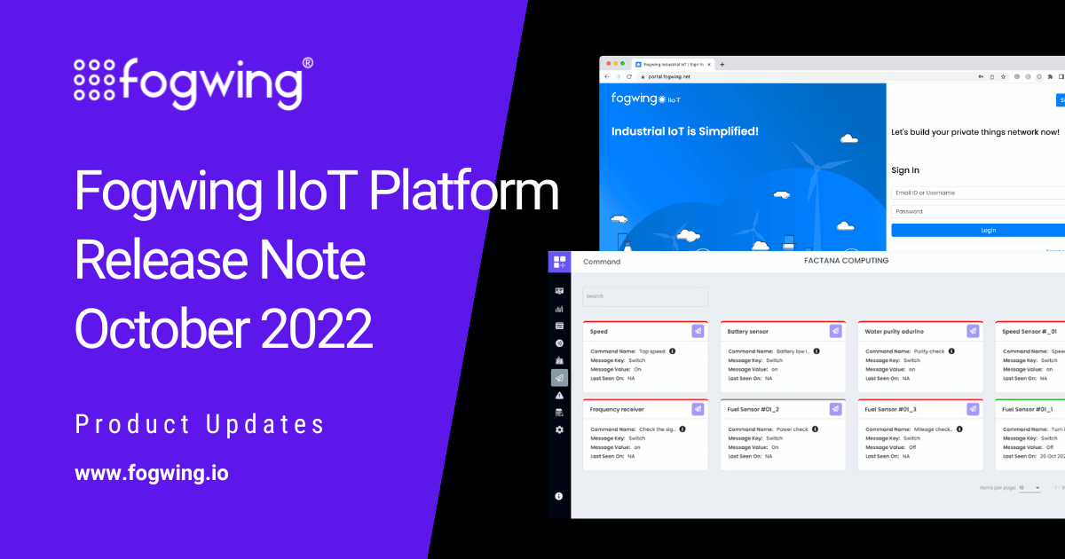 Fogwing IIOT Platform Release Note October 2022