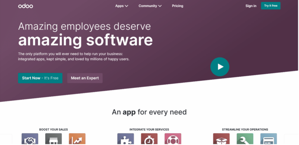 Odoo homepage