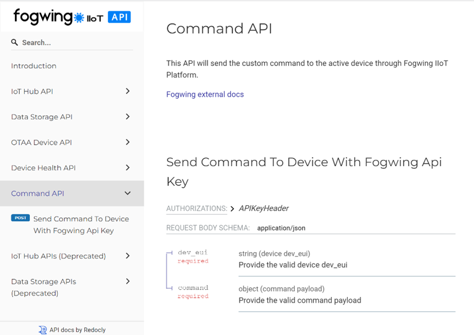 Fogwing Command API