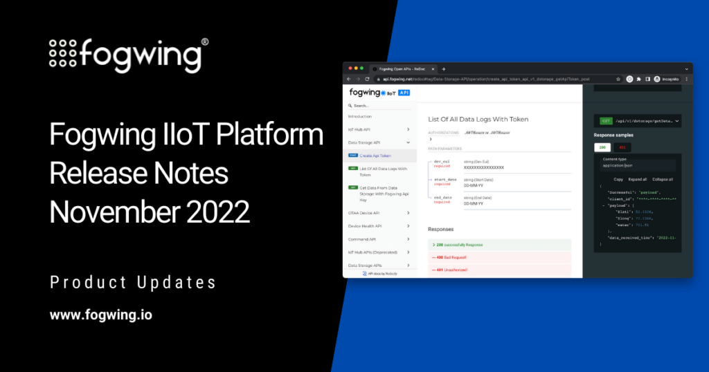 Fogwing IIoT Platform Release Notes November 2022