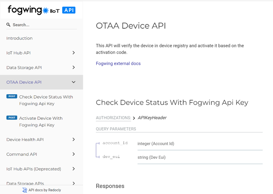 Fogwing OTAA API