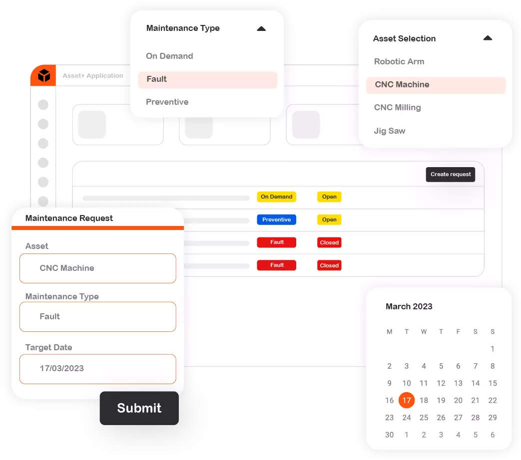 Digitalize Fogwing Asset+: Create, assign, and track work orders effortlessly. Enhance maintenance efficiency with automated scheduling.Maintenance Request