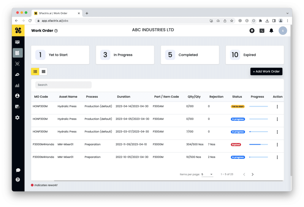 SFactrix Work Order Management