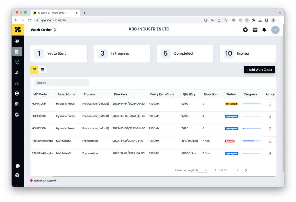 SFactrix Work Order Management 