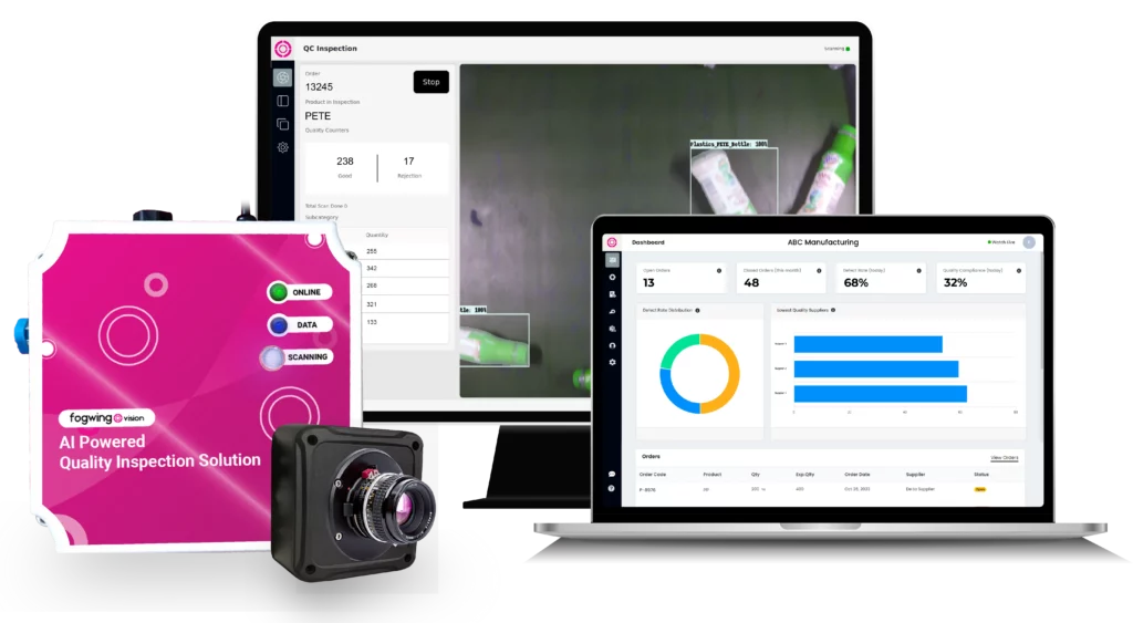image showing Fogwing AI powered Quality Inspection Software and Quality Inspection device