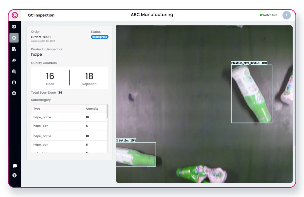 Live View of Fogwing Vision QC inspection