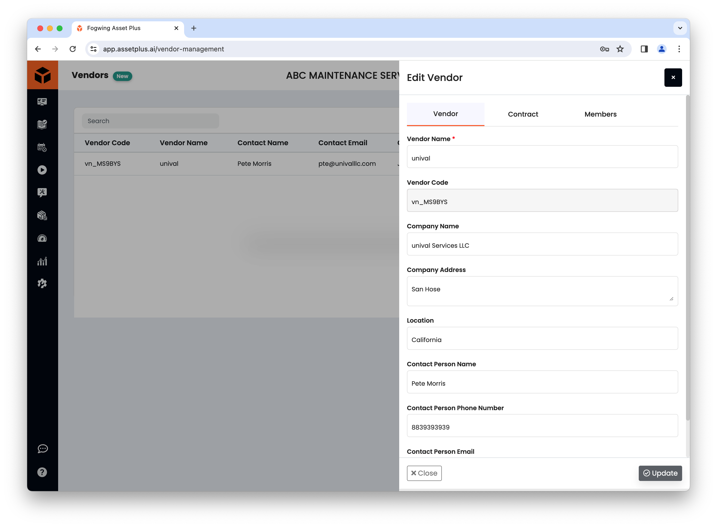 Fogwing Asset+ CMMS vendor management